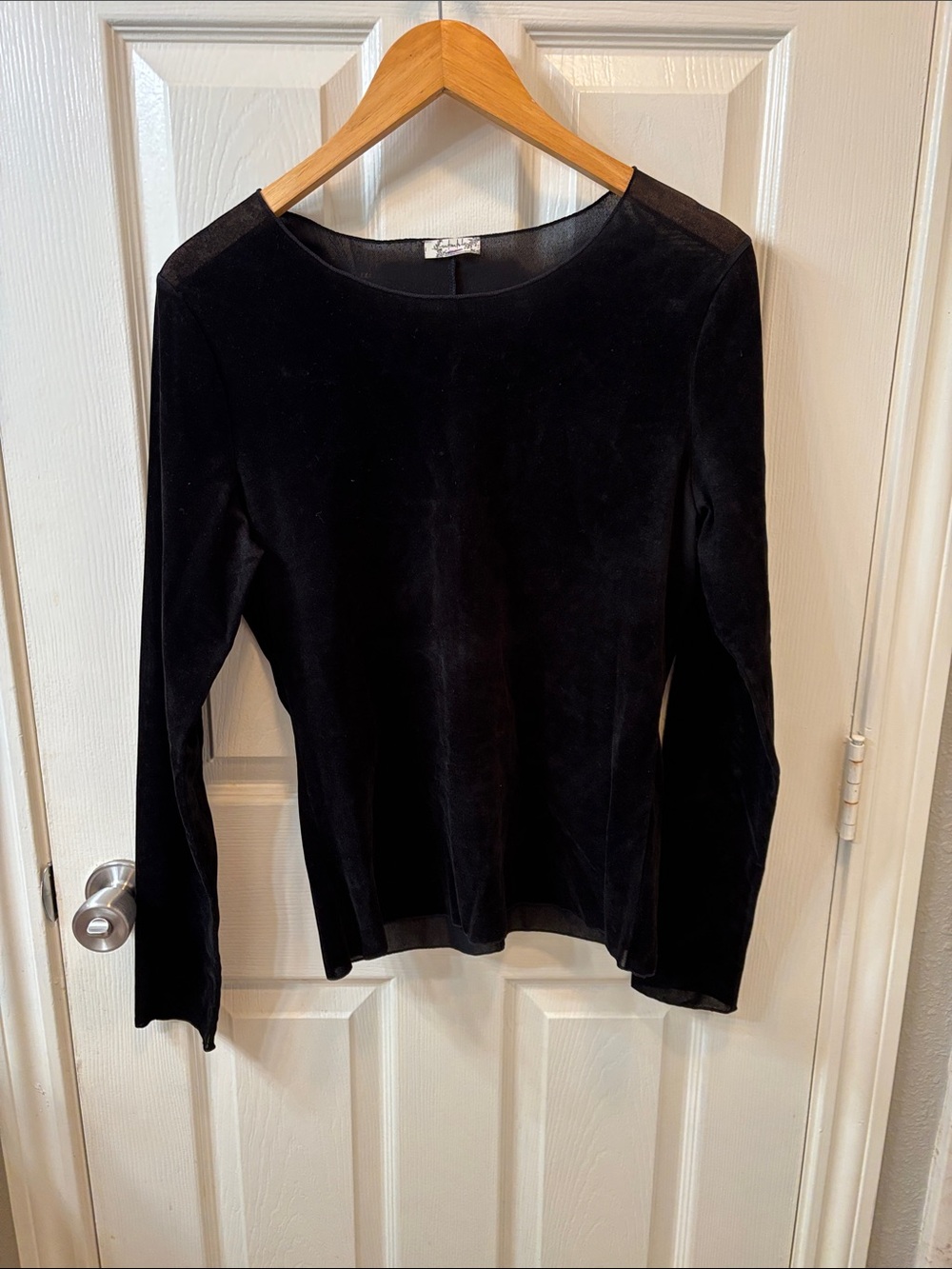 FP Black Velvet Long Sleeve Top size large
